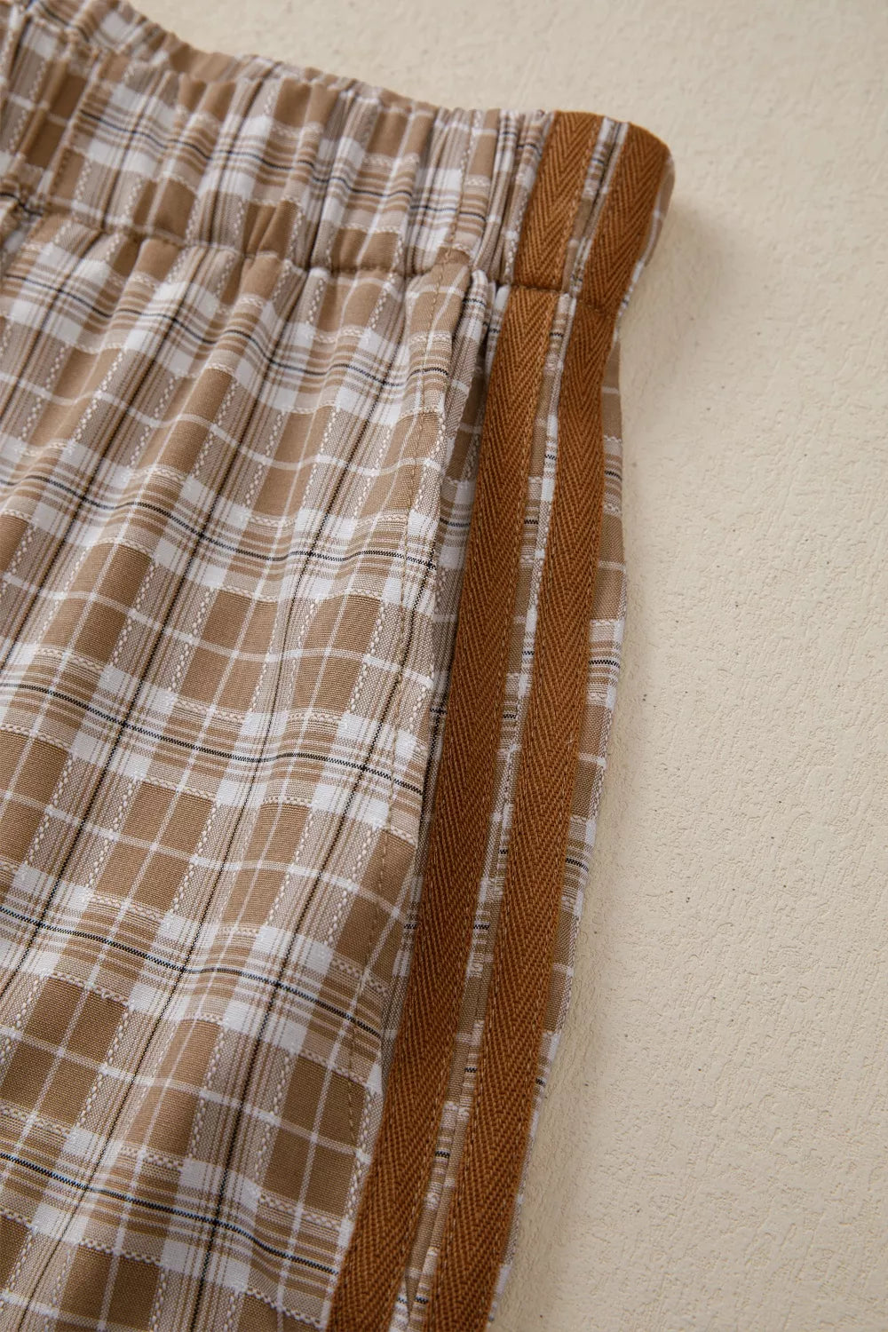 Plaid Print Tie Detail Casual Pants for Women
