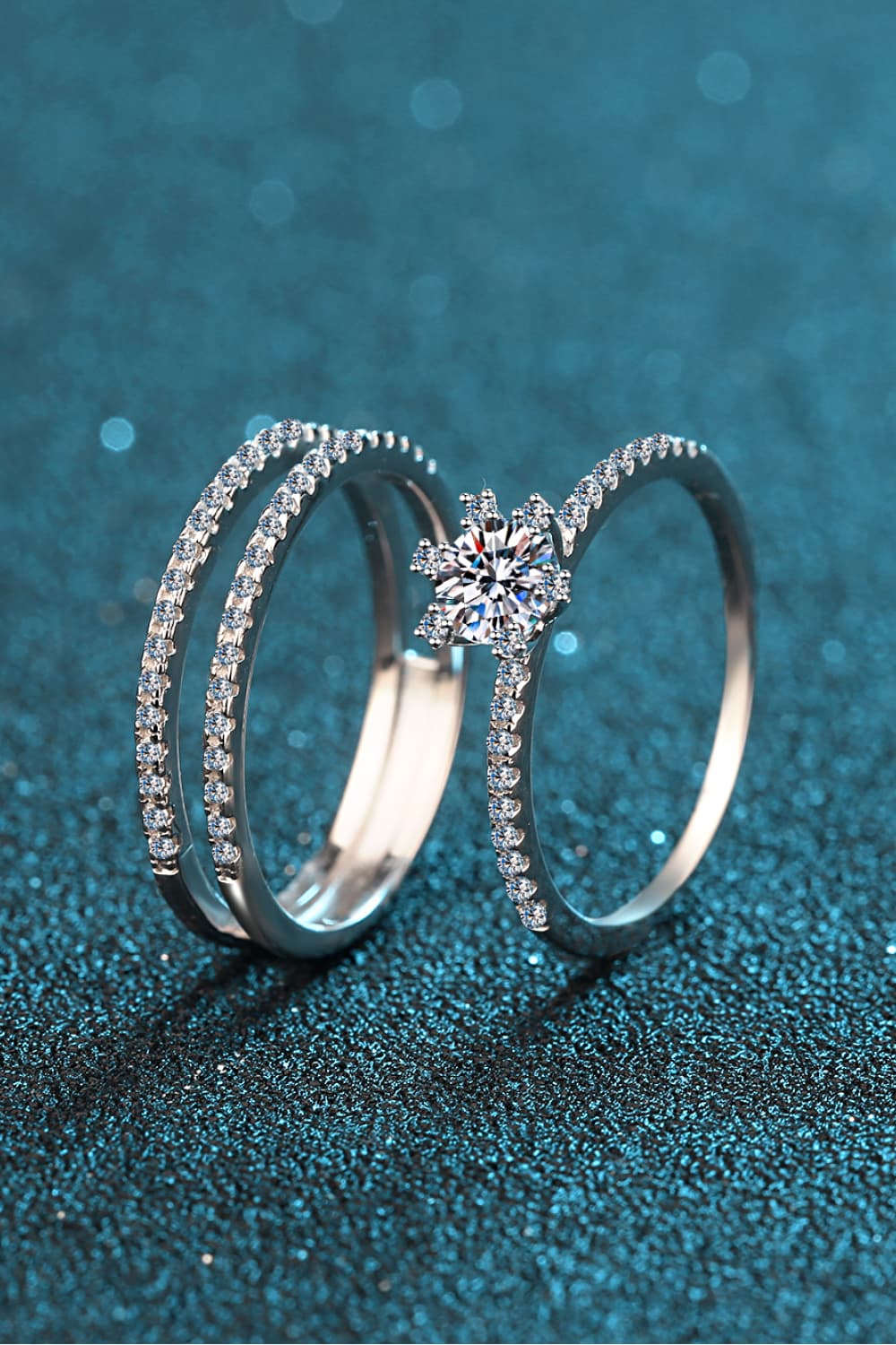 Moissanite 925 Sterling Silver Ring Set for Women