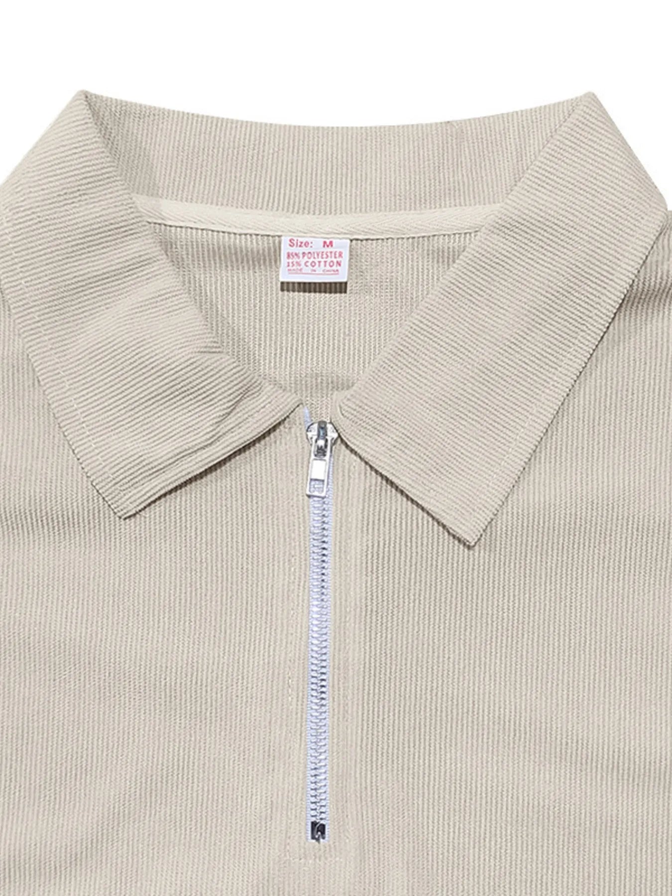 Quarter Zip Short Sleeve Polo and Pants Set Plus Size in White for Men