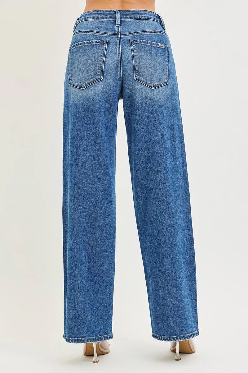 Slouchy Baggy Jeans with Pockets in Medium for Women