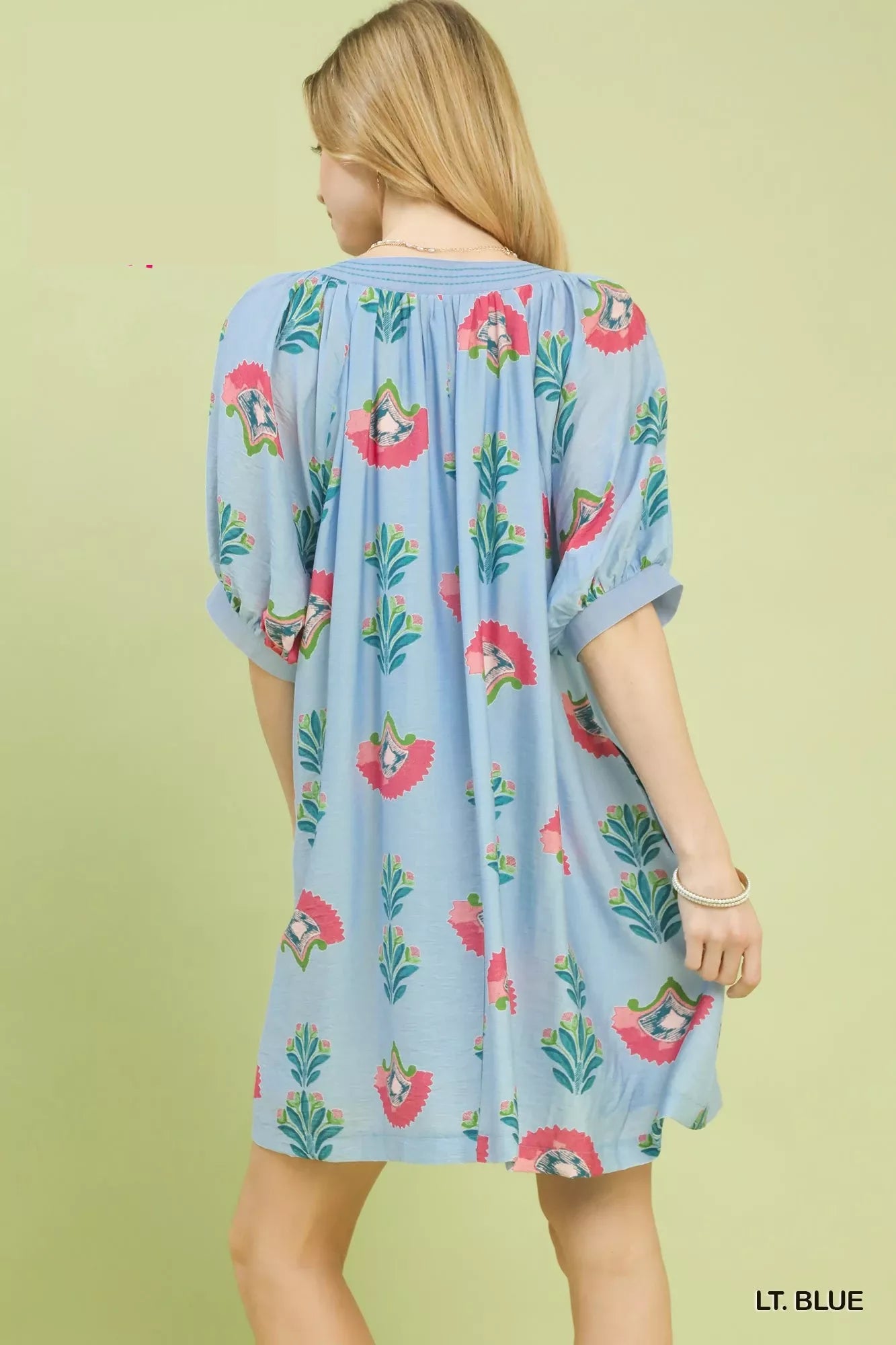 Abstract Print Mini Dress in Light Blue for Women