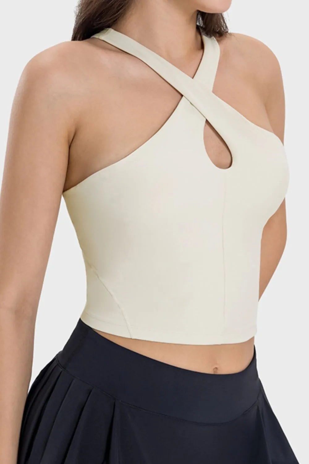Crisscross Grecian Neck Active Cami in Black for Women