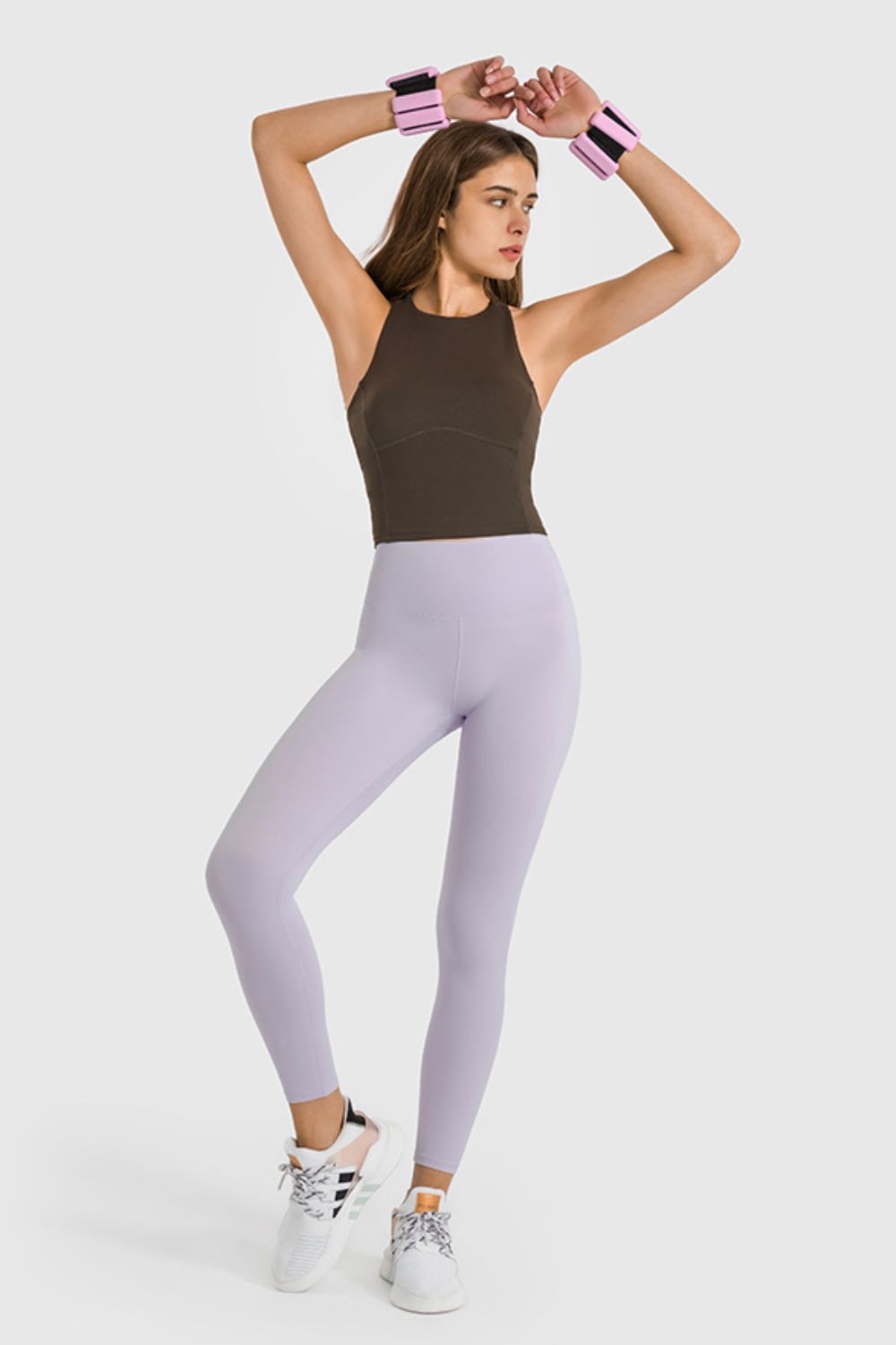 High Waist Ankle-Length Yoga Leggings in Gum Leaf for Women