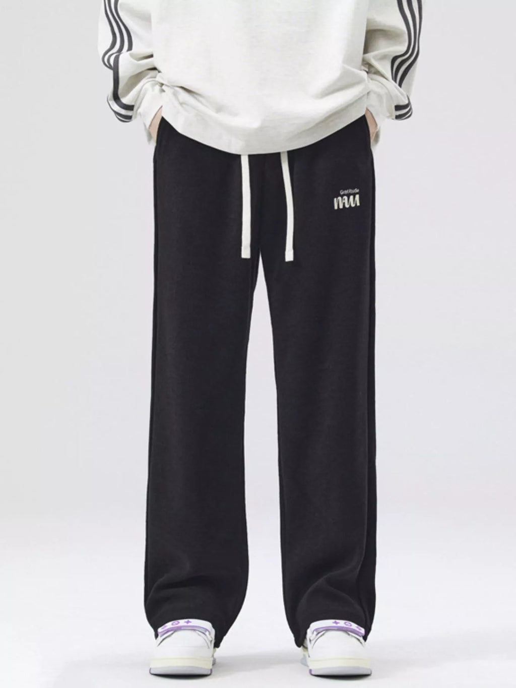 Casual Loose Fit Sweatpants Plus Size in Apricot for Men