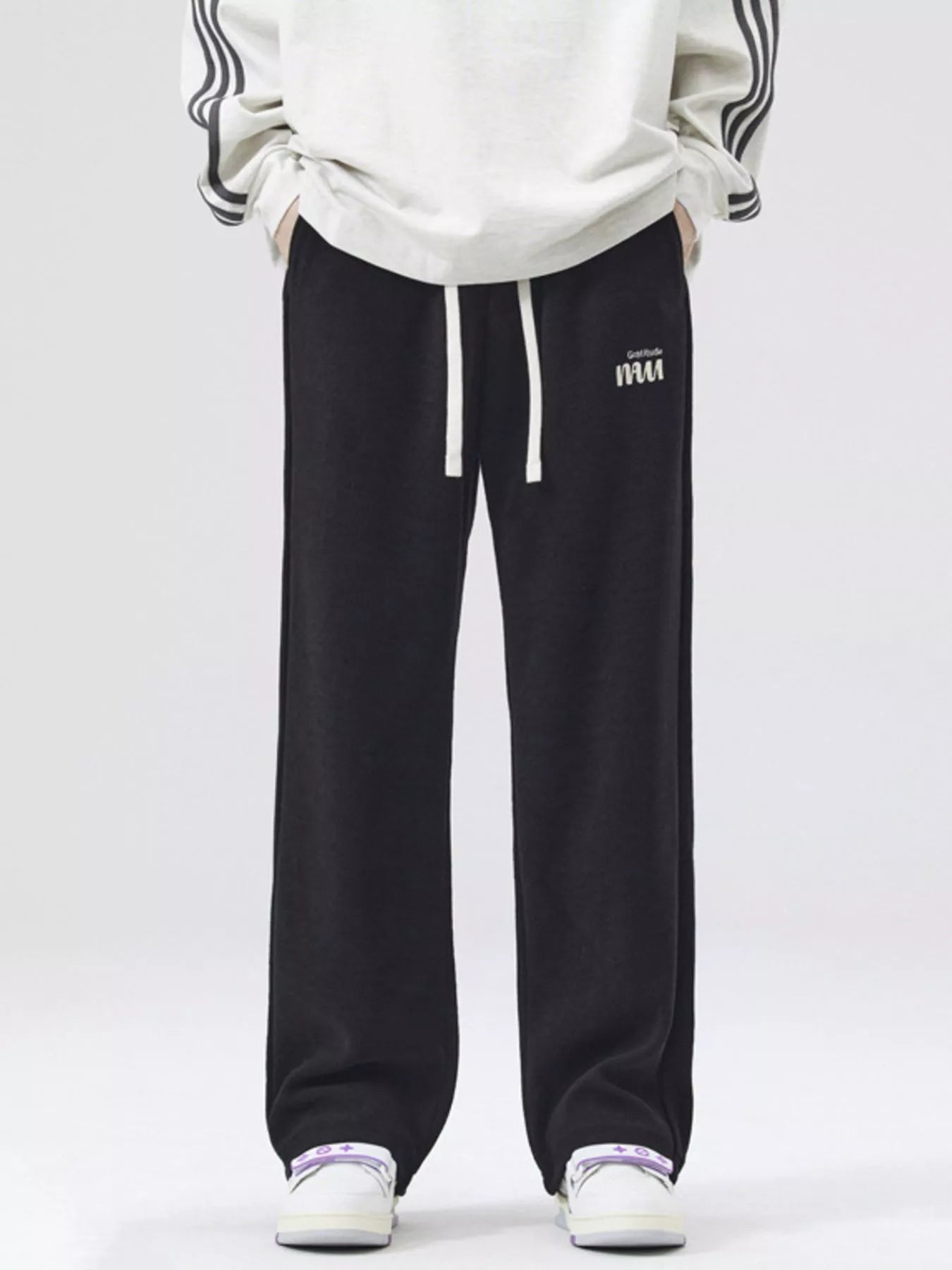 Casual Loose Fit Sweatpants Plus Size in Apricot for Men