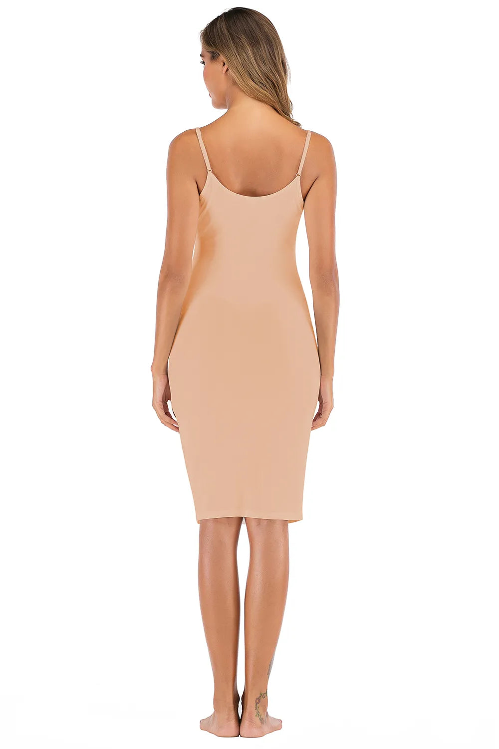 Lace Detail V-Neck Spaghetti Strap Lounge Dress in Tan for Women