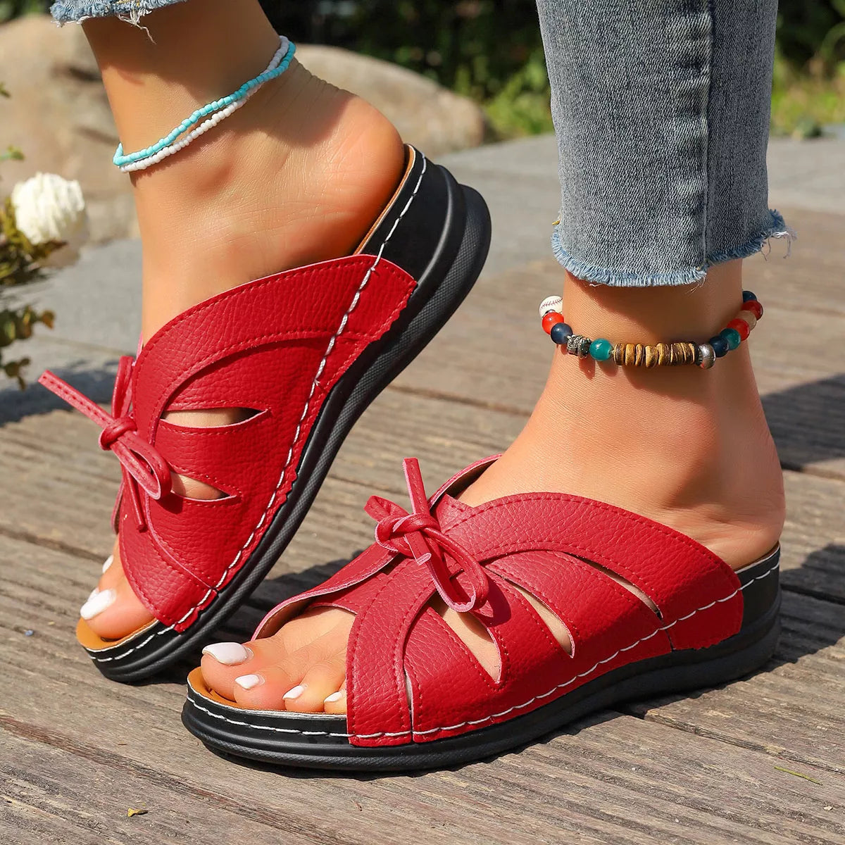 Open Toe Wedge Sandals in Blue for Women