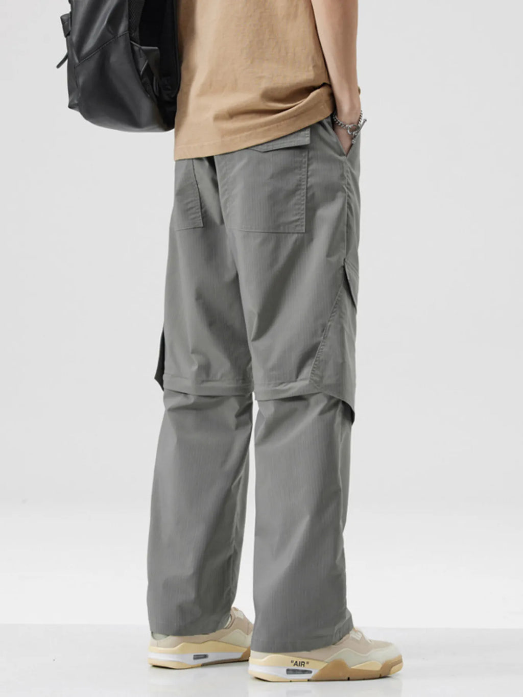 Wide Leg Cargo Pants Plus Size in Gray for Men