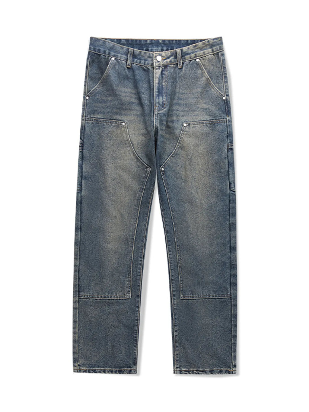 Vintage Wash Wide Leg Jeans in French Blue for Men