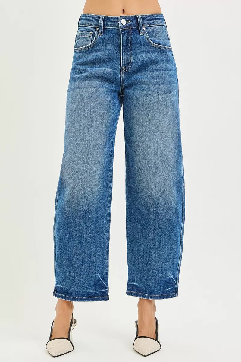 Slouchy Cropped Barrel Jeans in Medium for Women
