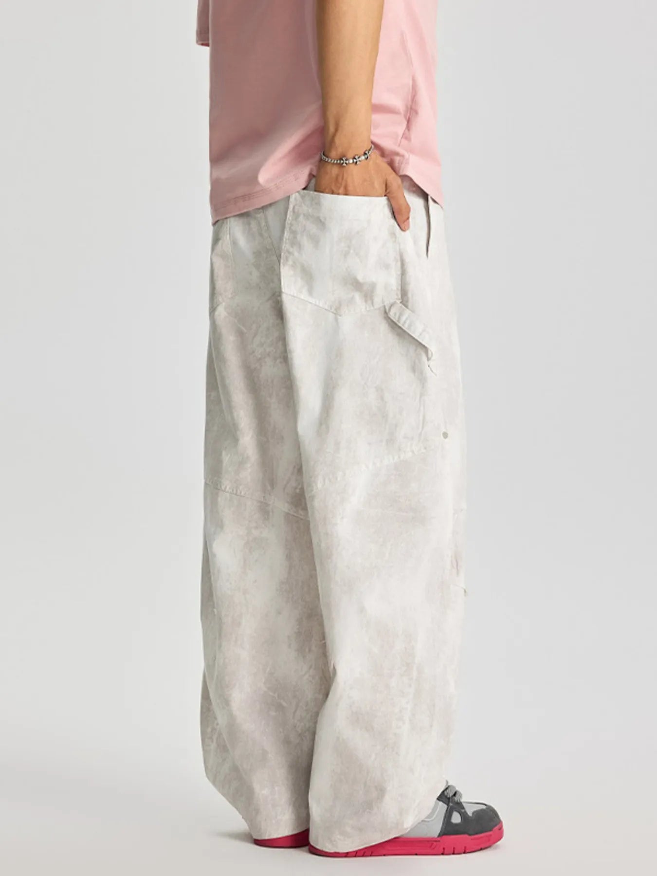 Relaxed Fit Cargo Pants Plus Size in Off-White for Men