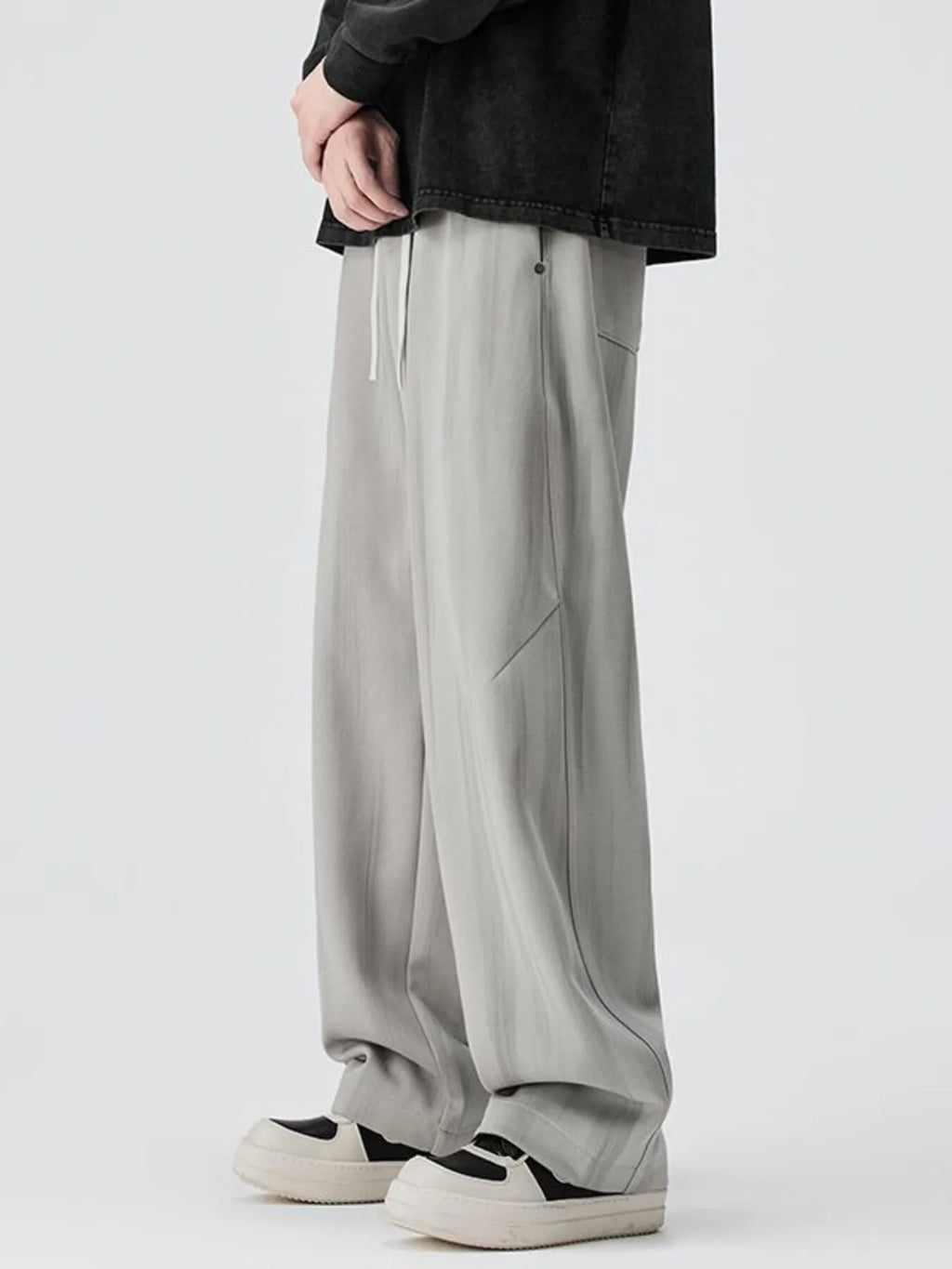Plus Size Relaxed Fit Drawstring Casual Pants in Brown for Men
