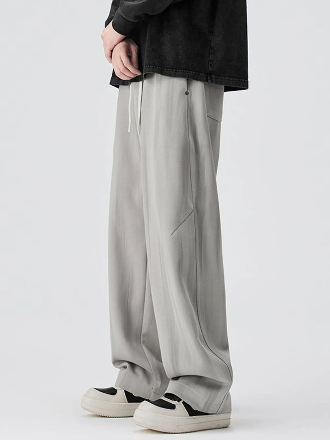 Plus Size Relaxed Fit Drawstring Casual Pants in Brown for Men