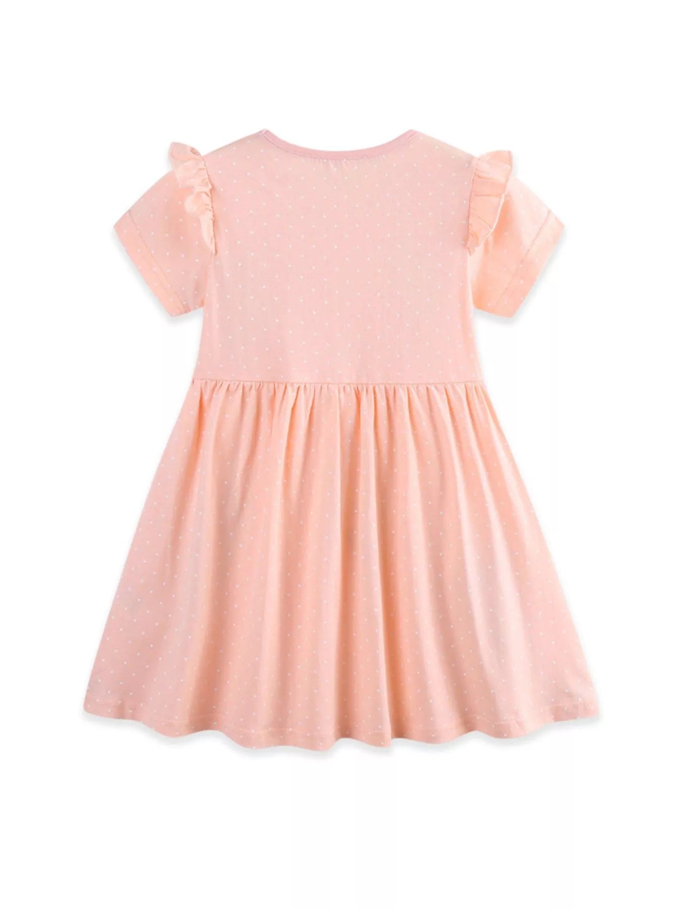 Ice Cream Applique Round Neck Dress in Watermelon Pink for Girls