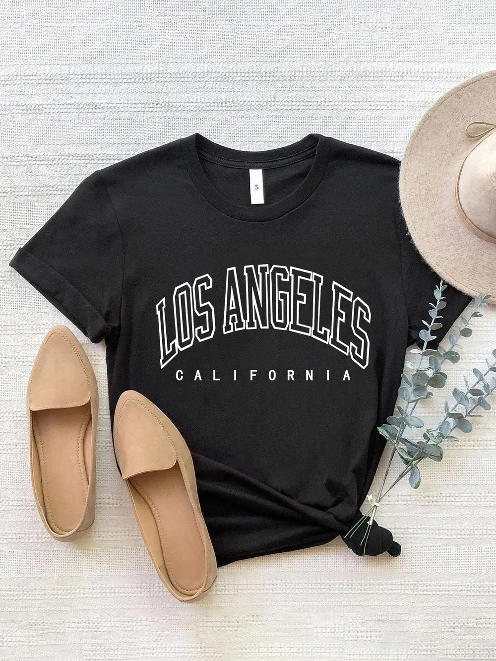 Los Angeles California Round Neck T-Shirt in Dusty Pink for Women