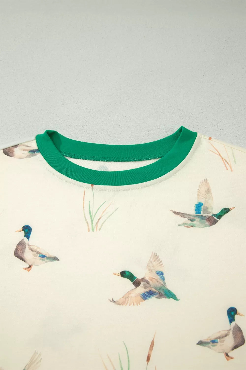 Mallard Printed Colorblock Trim Shorts Set for Women