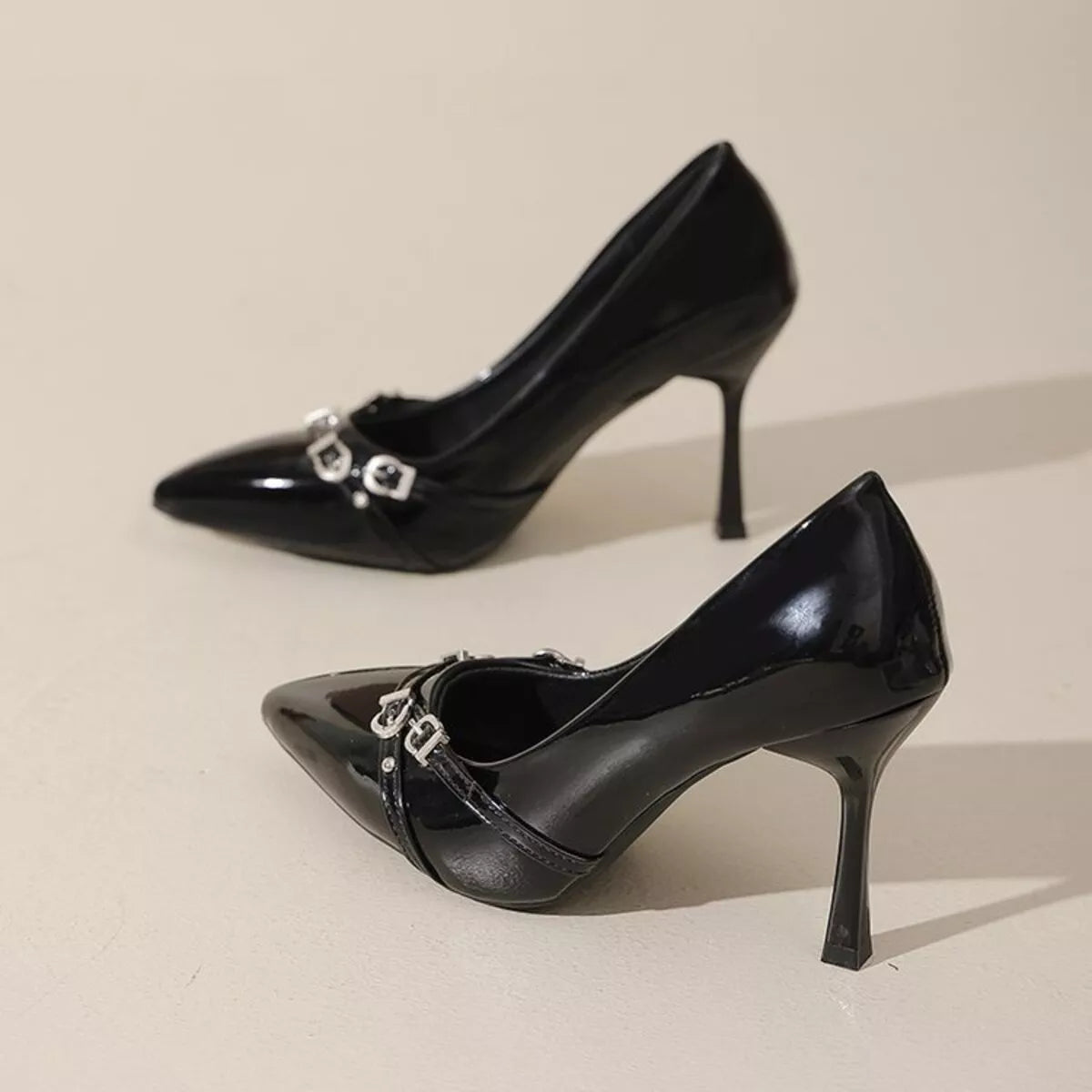 Point Toe High Heels Pumps in Black for Women