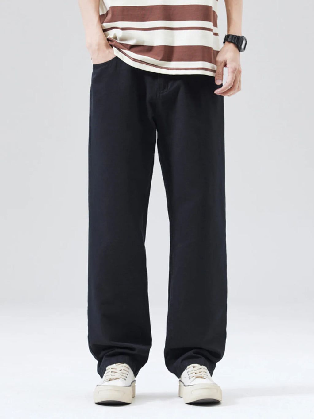 Wide Leg Pants Plus Size in Classic in Black for Men