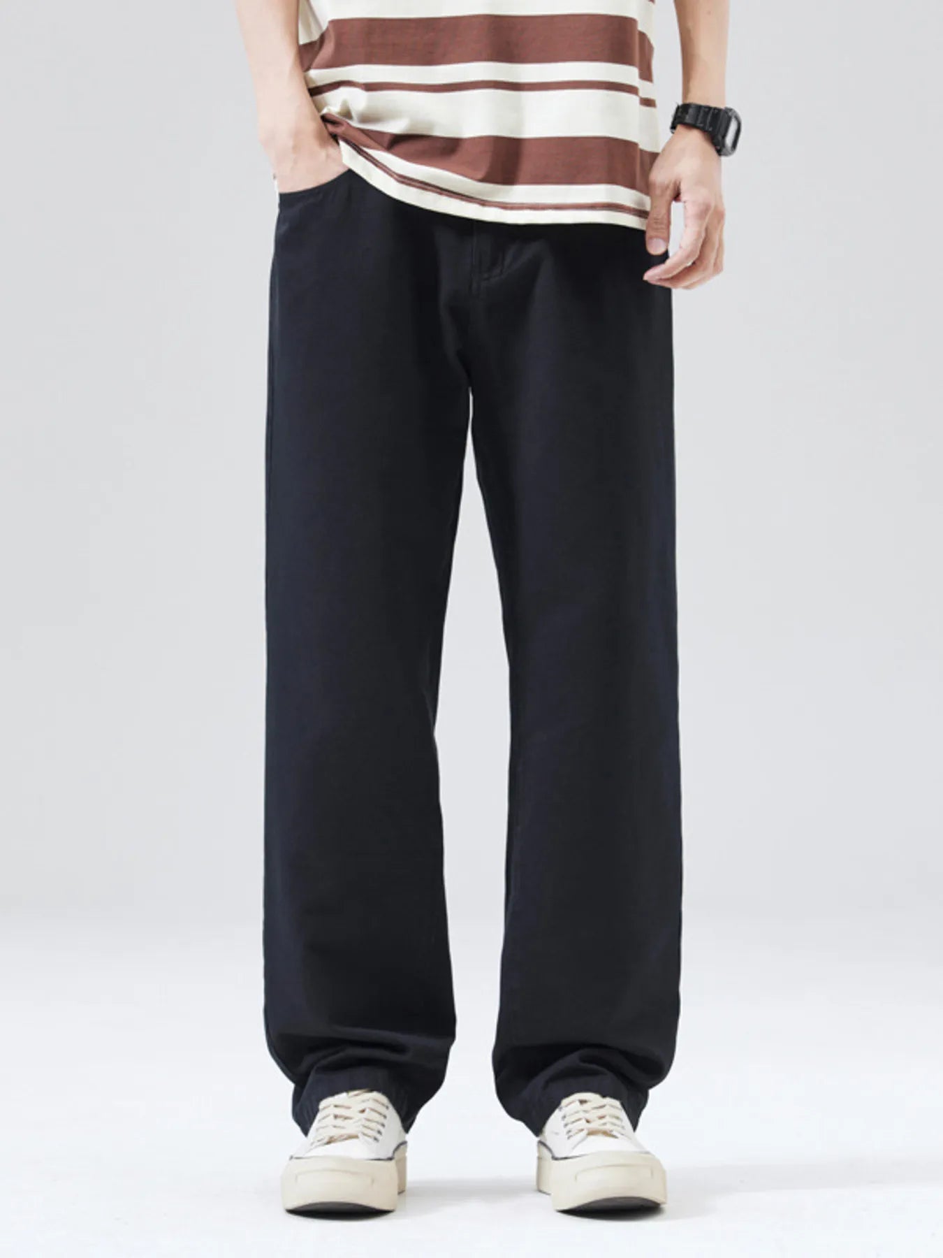 Wide Leg Pants Plus Size in Classic in Black for Men