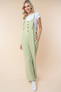 Texture Sleeveless Wide Leg Jumpsuit in Sage for Women