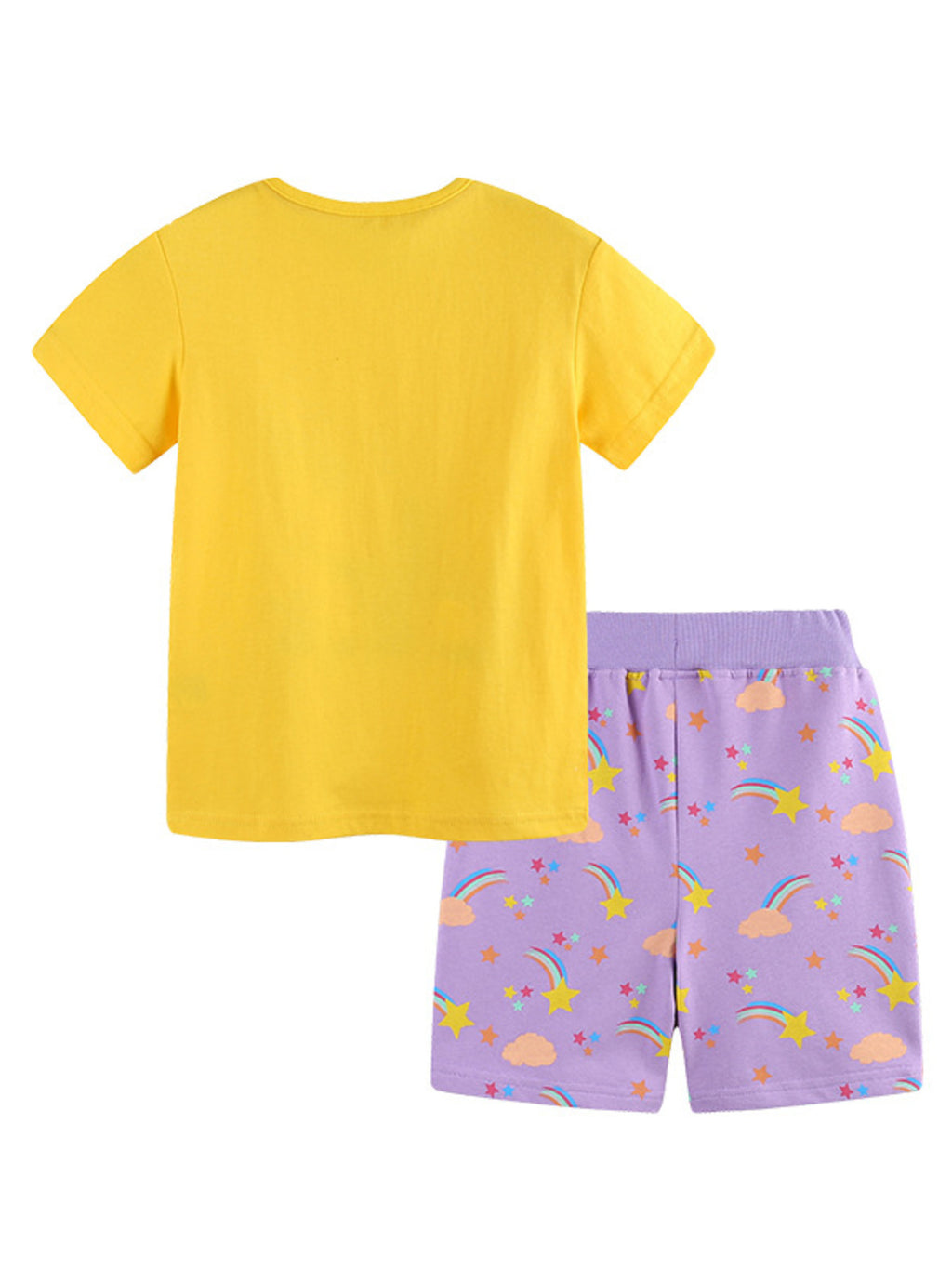Mushroom & Butterfly Print Tee and Shorts Set in Multicolor for Girls