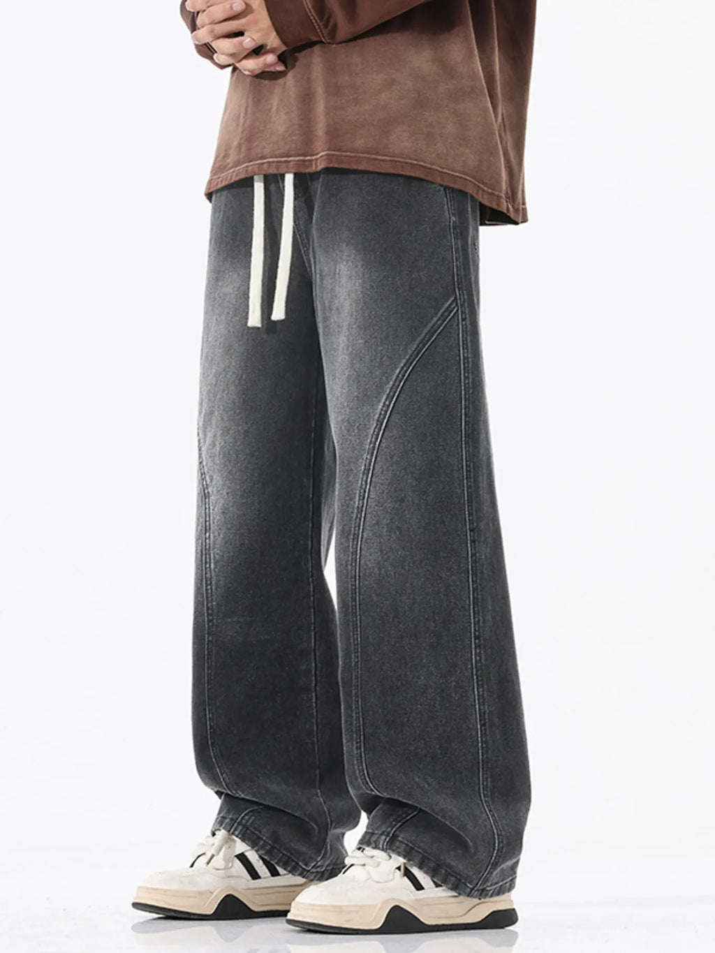 Vintage Wash Wide Leg Jeans Plus Size in Vintage Blue for Men
