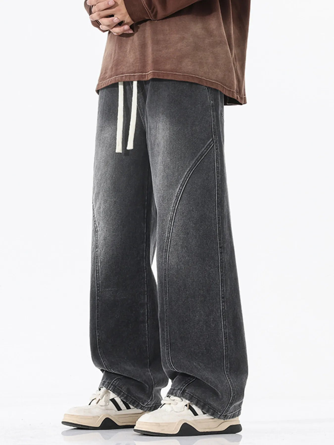 Vintage Wash Wide Leg Jeans Plus Size in Vintage Blue for Men