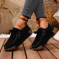 Lace Up Round Toe Sneakers in Black for Women