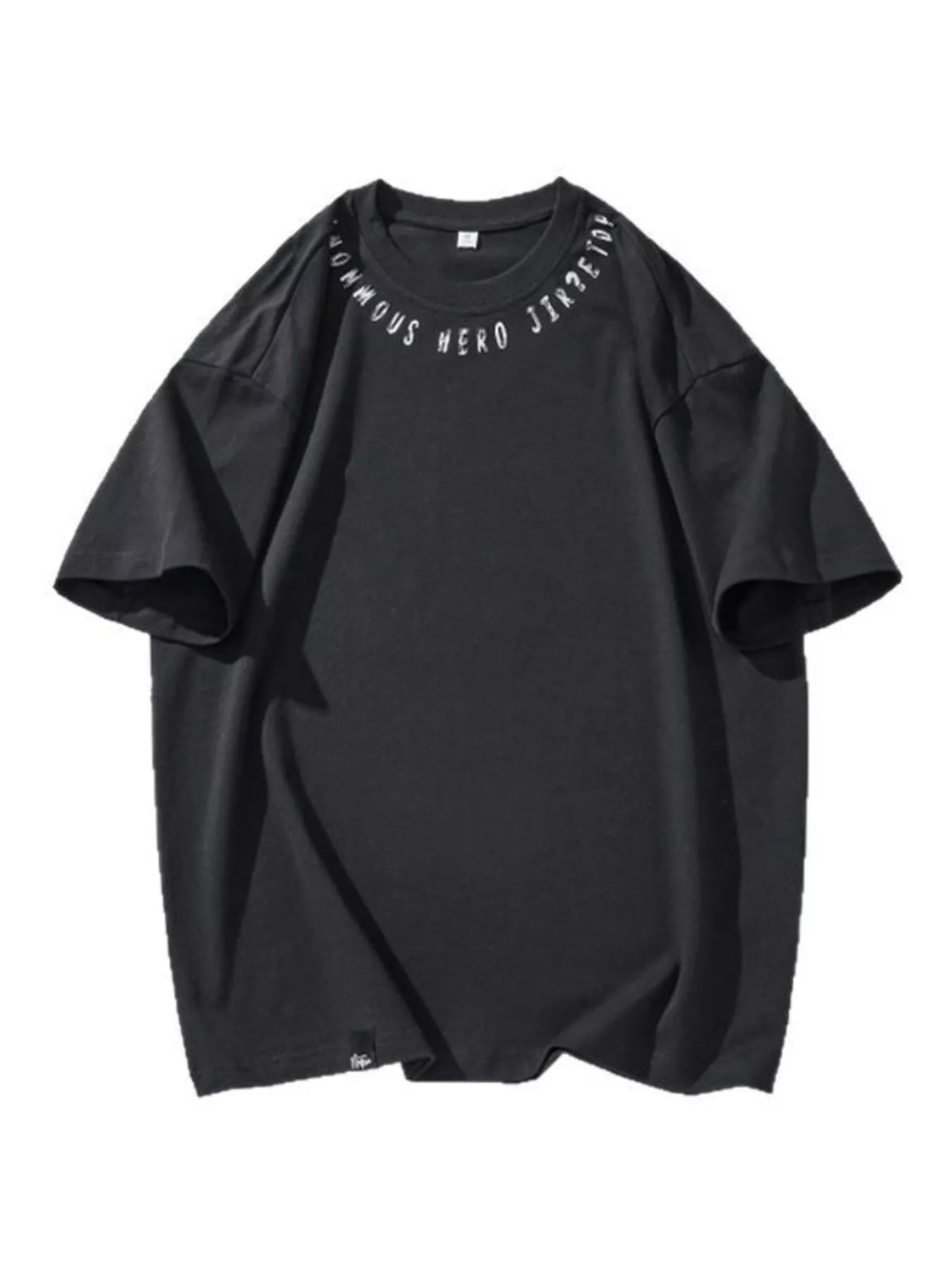Plus Size Round Neck Short Sleeve T-Shirt in Soft in Black for Men