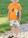 Toucan Graphic Round Neck Tee in Sherbet for Boys