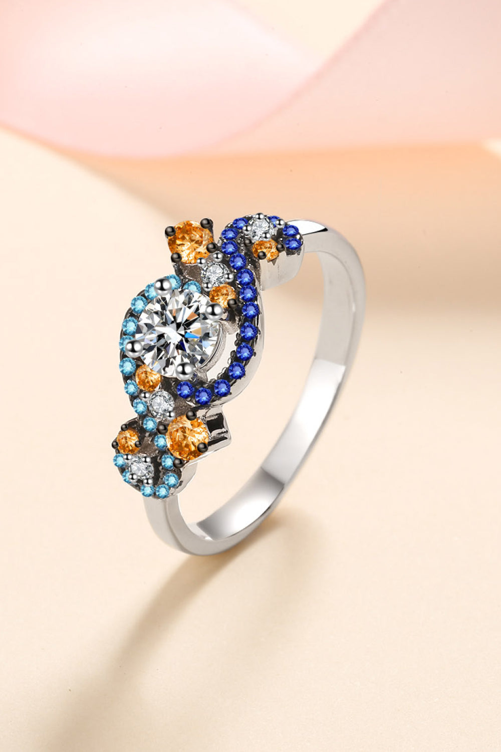 Moissanite Contrast 925 Sterling Silver Ring for Women