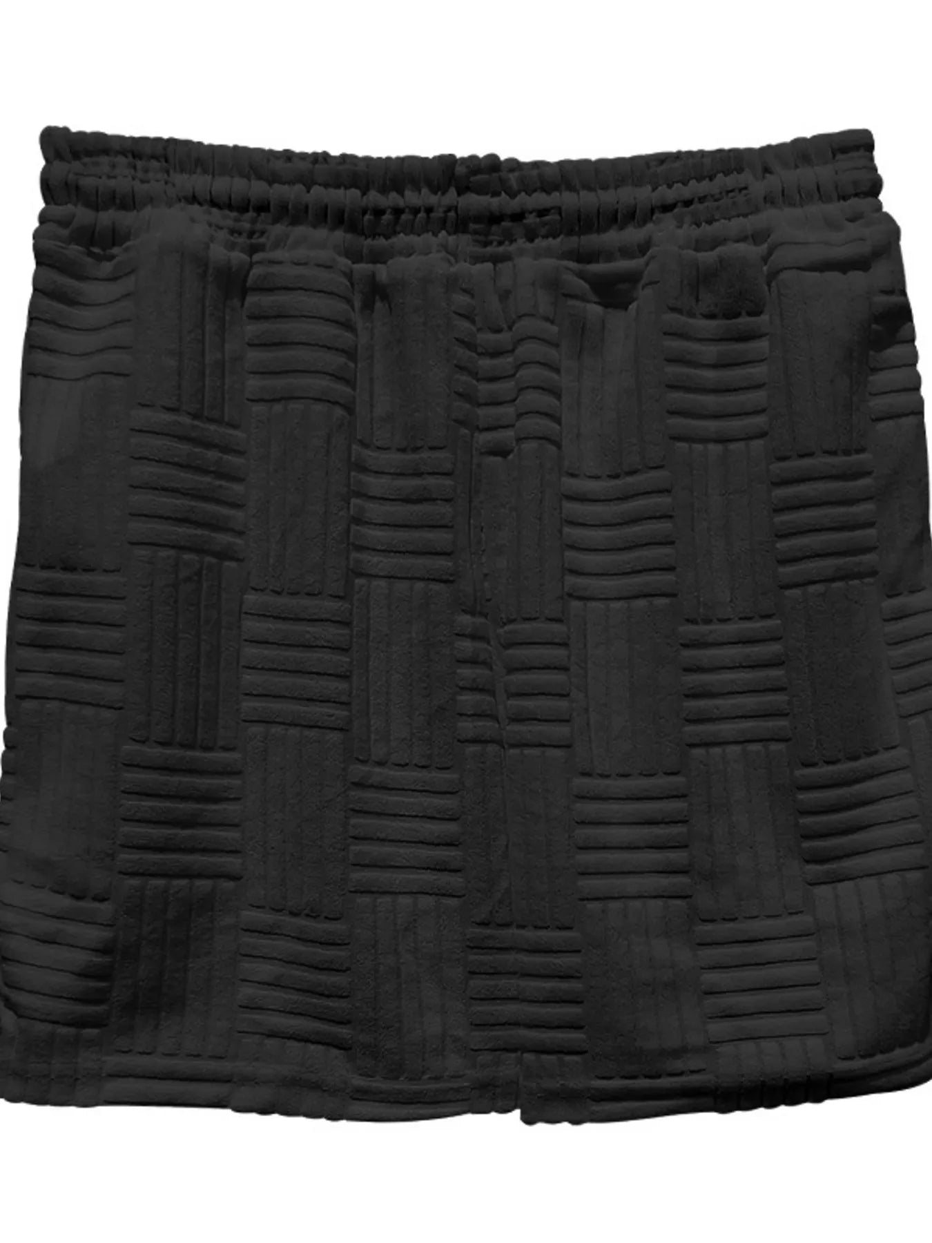 Button Up Short Sleeve Top and Shorts Set Plus Size in Black for Men