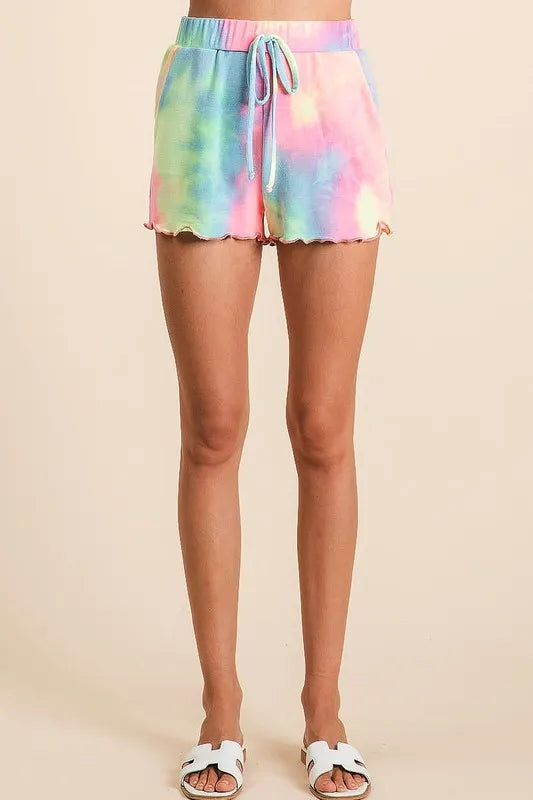 Tie Dye French Terry Top and Shorts Set for Women