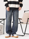 Vintage Wash Loose Fit Jeans in Dusty Blue for Men