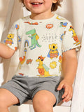 Animal Print Crew Neck T-Shirt in Beige for Boys