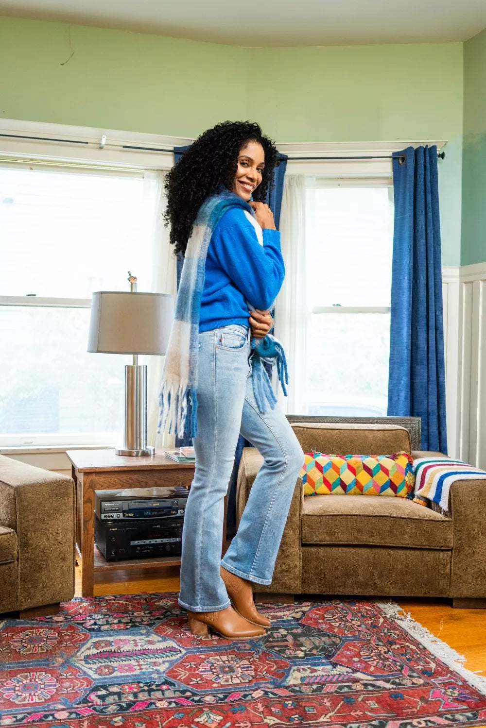 Mid Rise Thermal Bootcut Jeans in Light for Women