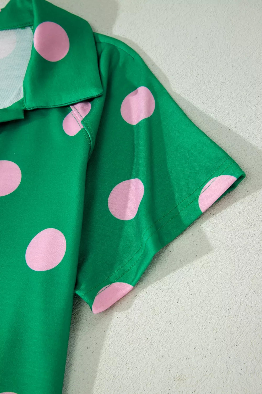 Polka Dot Print V-Neck Tee Shorts Set for Women