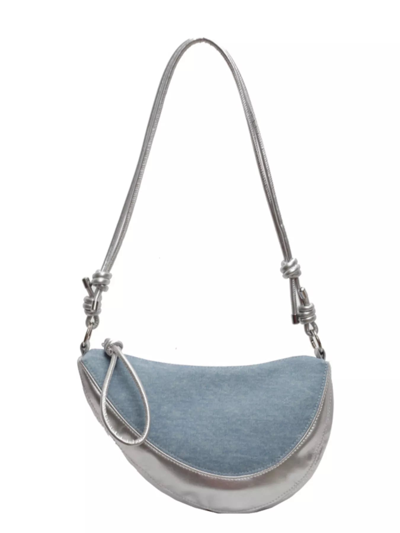 Denim Crescent Hobo Crossbody Bag for Women