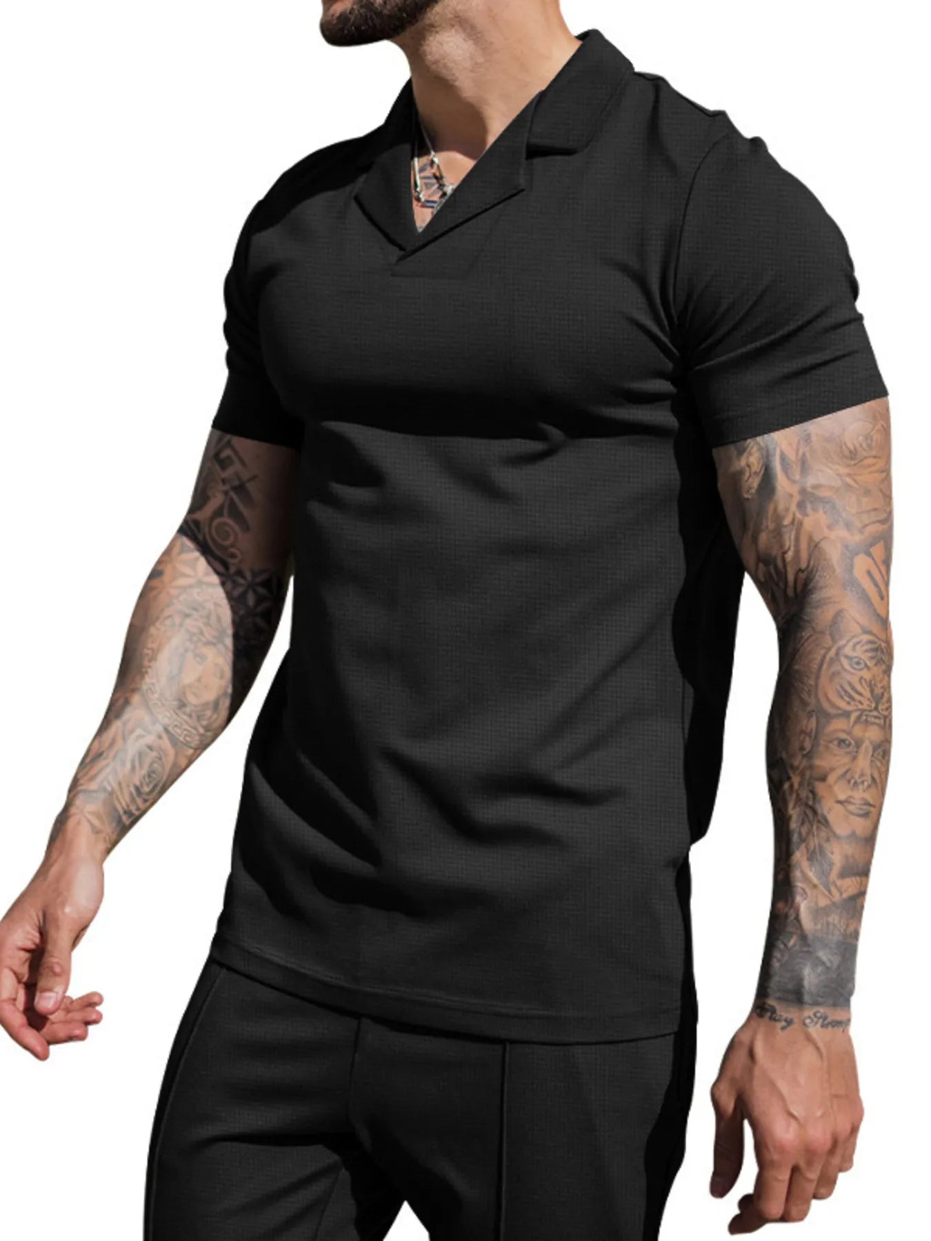 Plus Size Short Sleeve Top and Shorts Set in Grey for Men