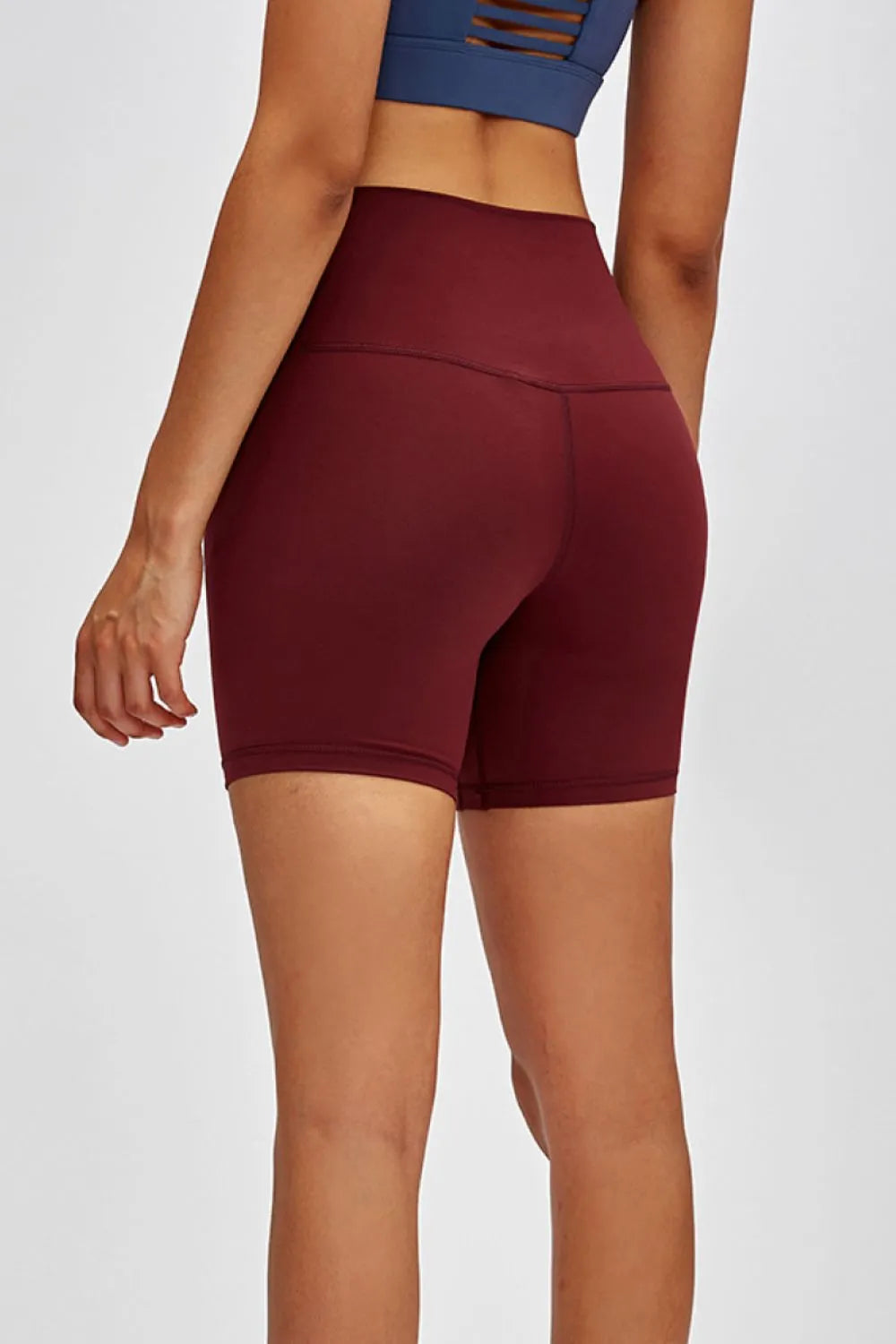 High Waist Training Shorts in Burgundy for Women