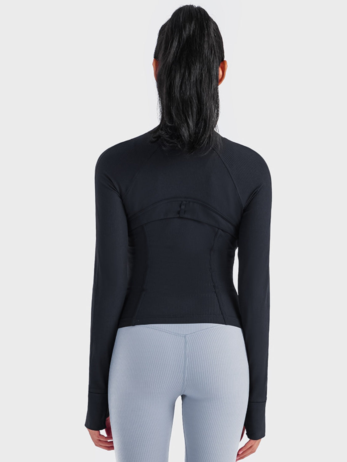 Zip-Up Long Sleeve Sports Jacket in White for Women