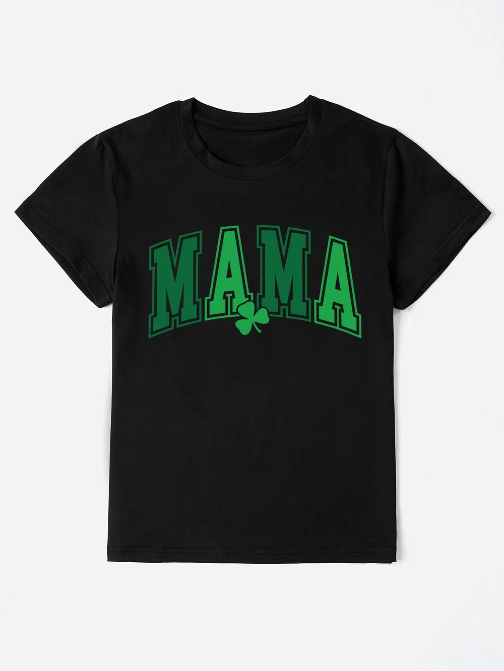 Mama Round Neck Short Sleeve T-Shirt in Black for Women