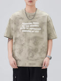 Plus Size Letter Round Neck Short Sleeve T-Shirt in Mi Xing for Men
