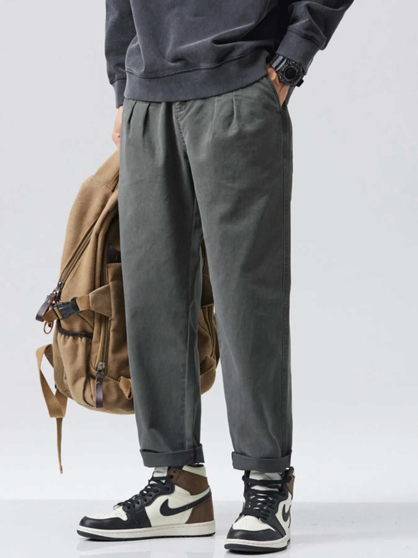 Loose Fit Pants Plus Size in Gray for Men
