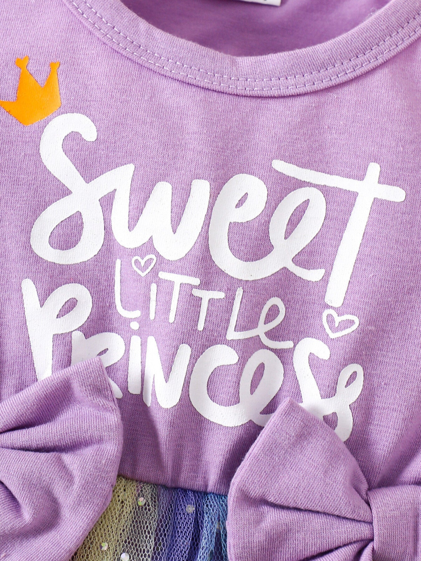 Bowknot Tulle Dress with Headband in Lavender for Girls