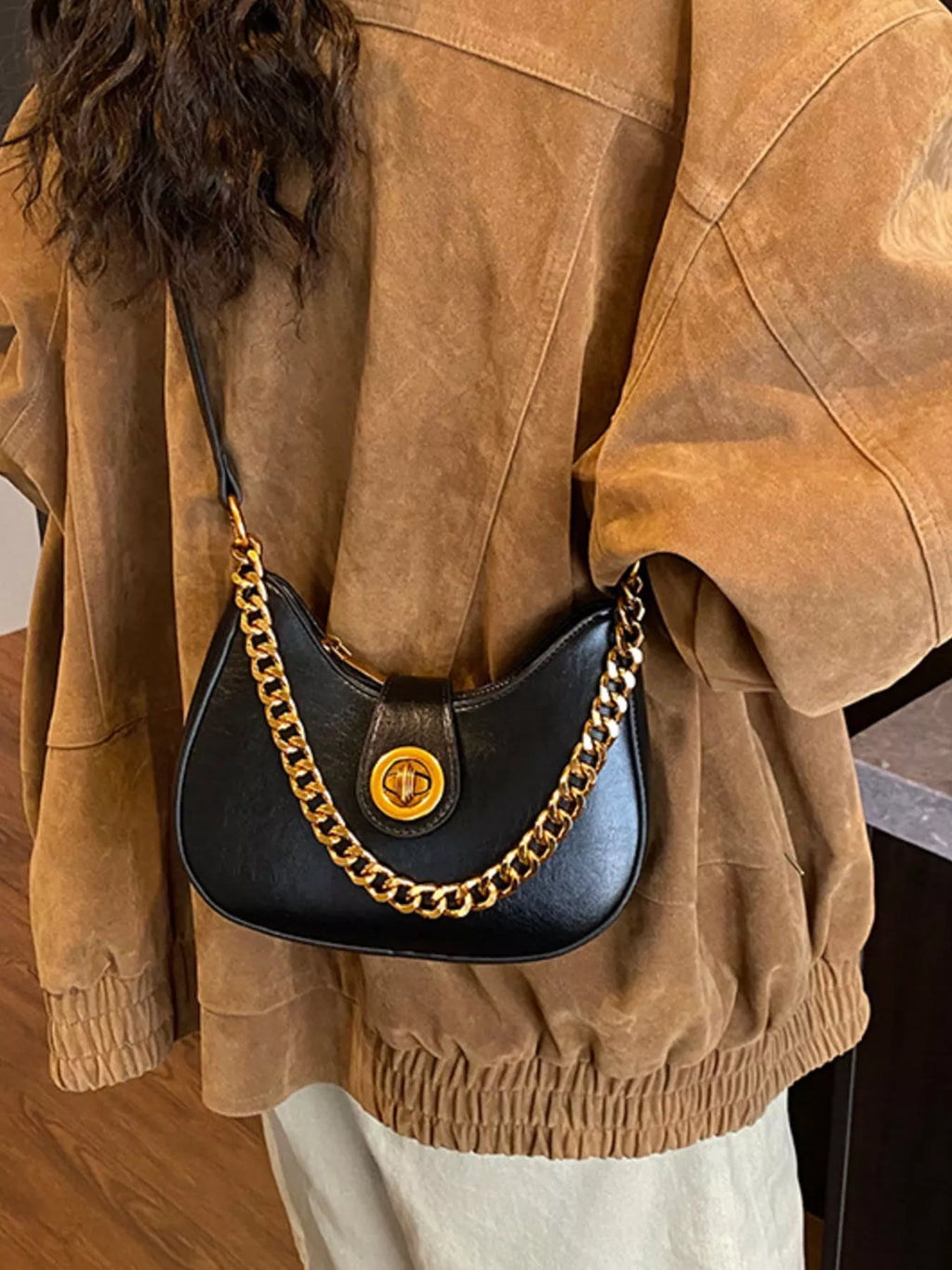 Chain Accent Shoulder Bag for Women