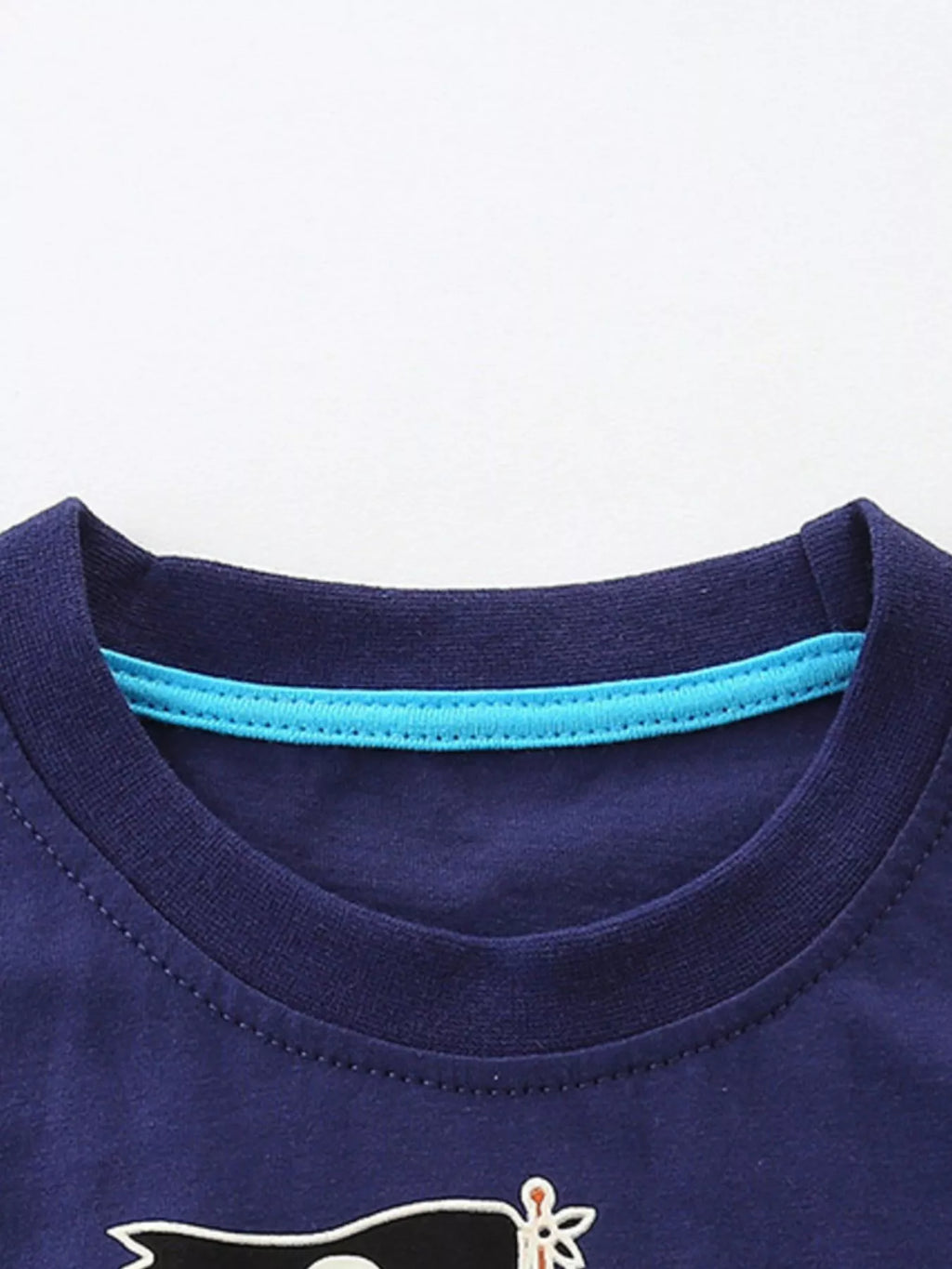 Pirate Ship Graphic Short Sleeve T-Shirt in Dark Navy for Boys