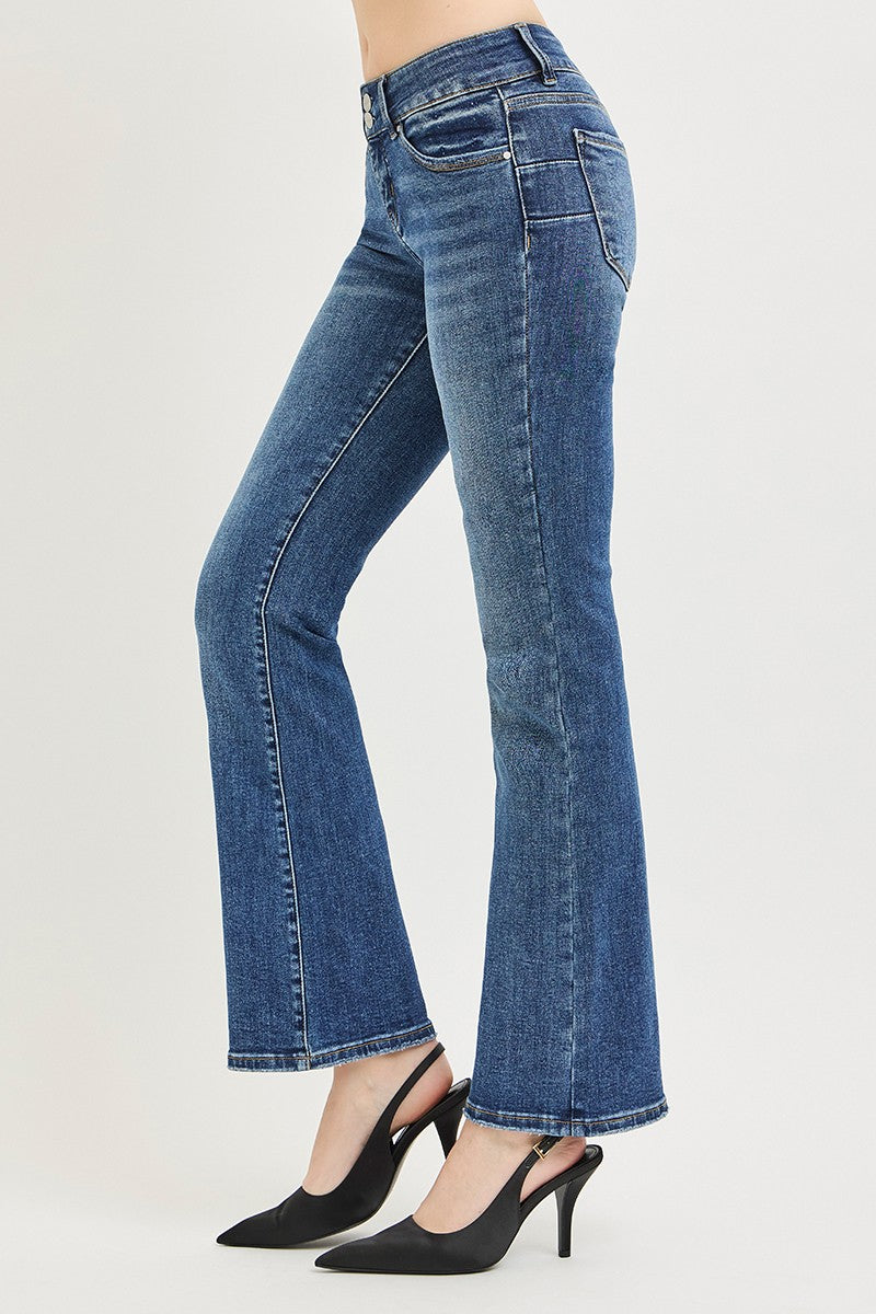 Tummy Control Low Rise Bootcut Jeans in Medium for Women