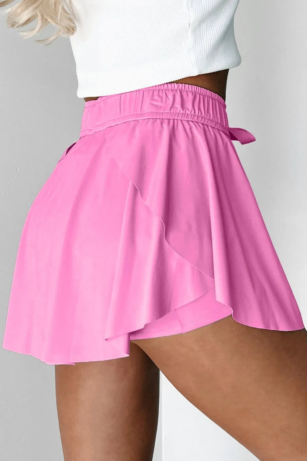 Drawstring High Waist Lined Active Skorts for Women