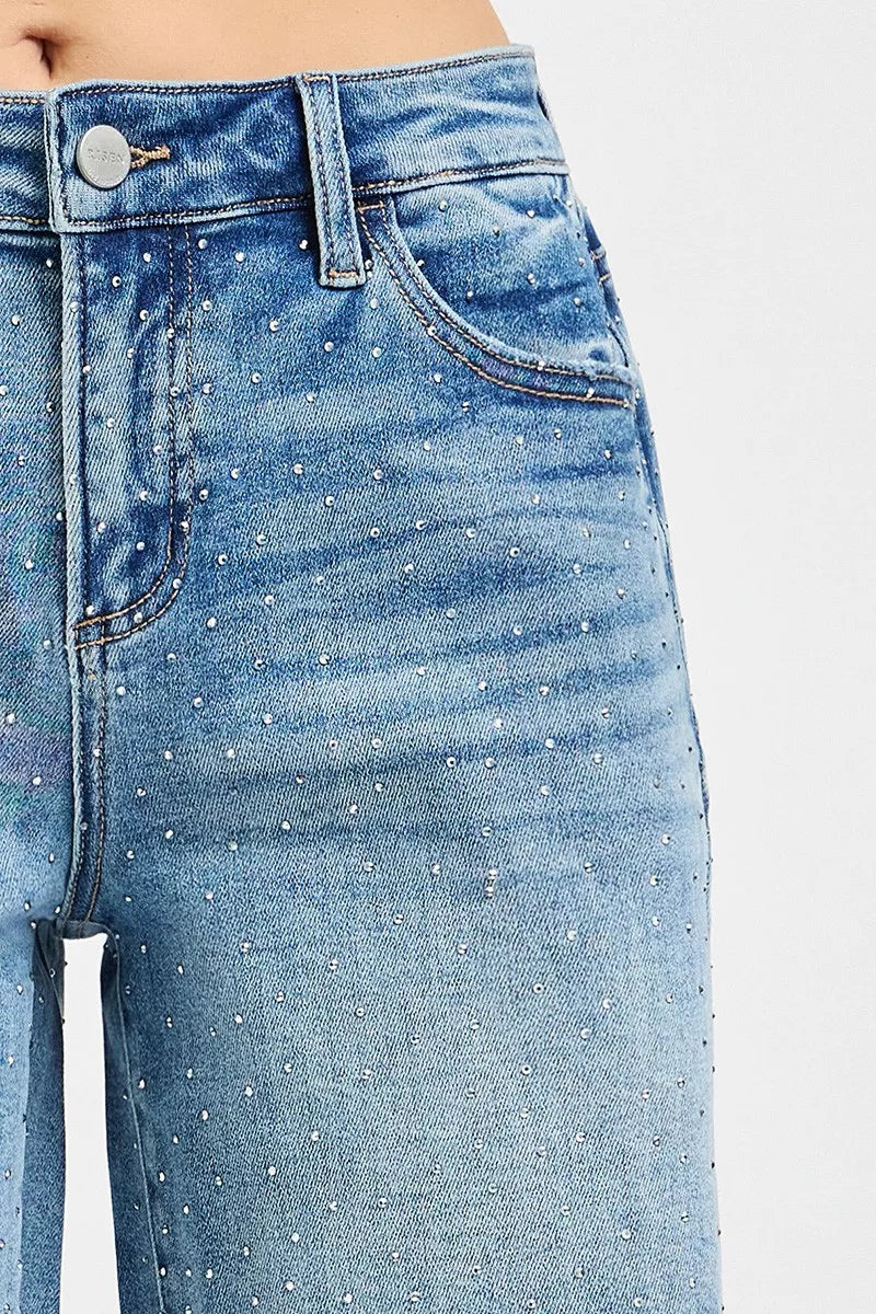 Slouchy Mid Length All Over Rhinestones Shorts for Women